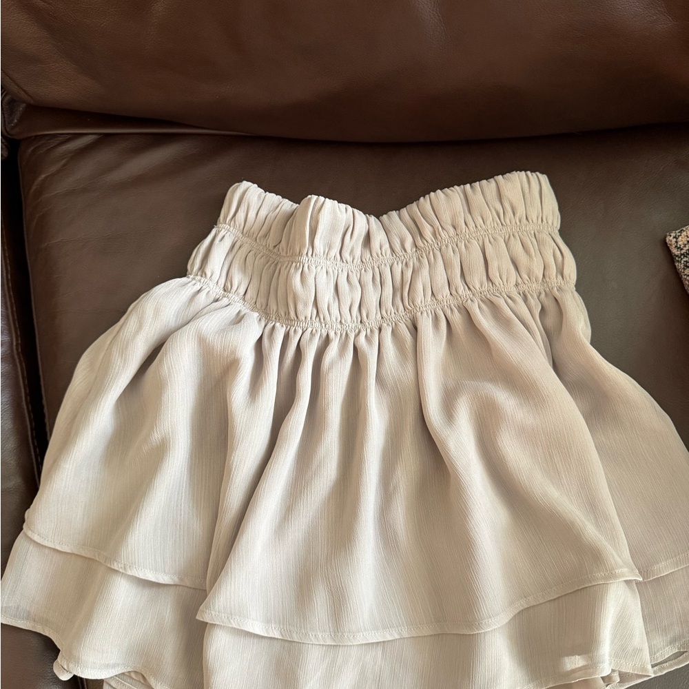 Tularosa Light Beige Layered Mini Skirt